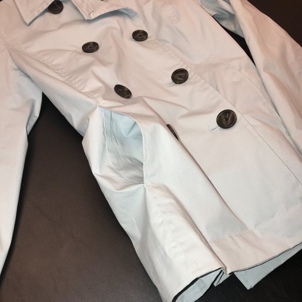 Gap Women's Pea Coat Jacket Size S Light Blue with Tie and Buttons - Picture 11 of 16